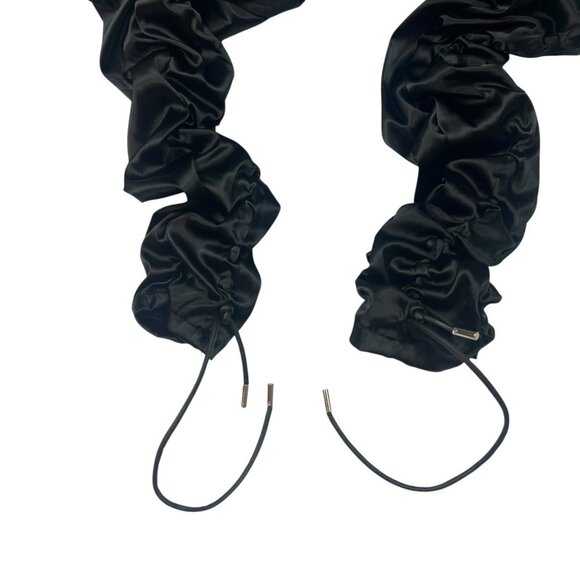 Maniere De Voir Ruched Satin Trousers Pants Size 6 US Black Cinch Skinny - Picture 13 of 15